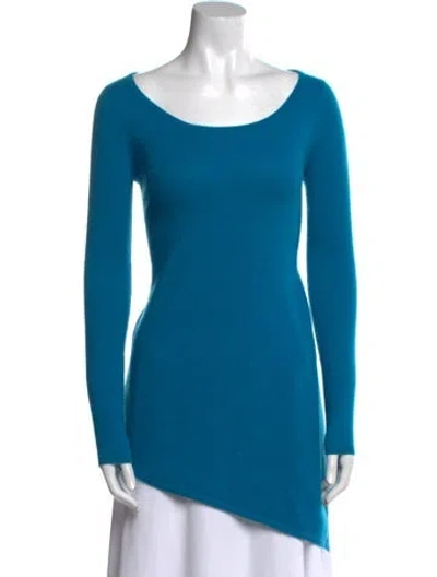 Pre-owned Neiman Marcus Cashmere Scoop Neck Sweater In Blue