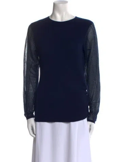 Pre-owned Neiman Marcus Cashmere Scoop Neck Sweater In Blue