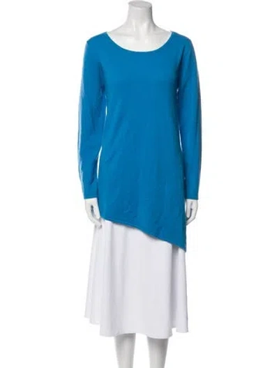 Pre-owned Neiman Marcus Cashmere Scoop Neck Sweater In Blue