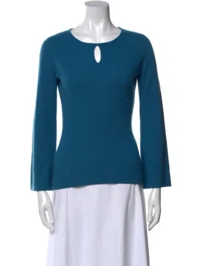Pre-owned Neiman Marcus Cashmere Scoop Neck Sweater In Blue