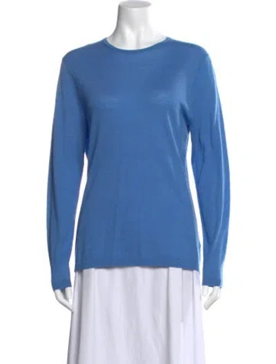 Pre-owned Neiman Marcus Cashmere Scoop Neck Sweater In Blue