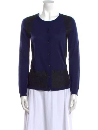 Pre-owned Neiman Marcus Cashmere Scoop Neck Sweater In Blue