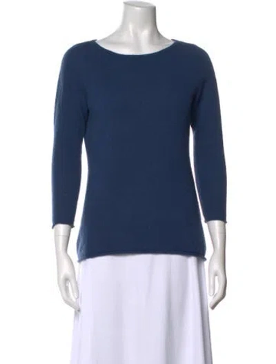 Pre-owned Neiman Marcus Cashmere Scoop Neck Sweater In Blue