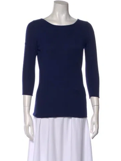 Pre-owned Neiman Marcus Cashmere Scoop Neck Sweater In Blue