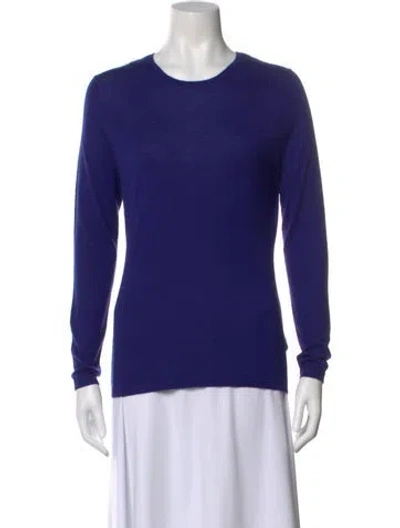 Pre-owned Neiman Marcus Cashmere Scoop Neck Sweater In Blue
