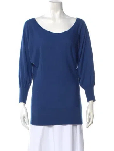 Pre-owned Neiman Marcus Cashmere Scoop Neck Sweater In Blue