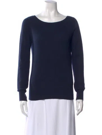 Pre-owned Neiman Marcus Cashmere Scoop Neck Sweater In Blue