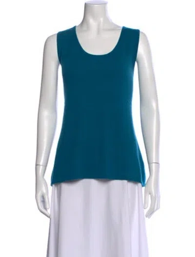 Pre-owned Neiman Marcus Cashmere Scoop Neck Sweater In Blue