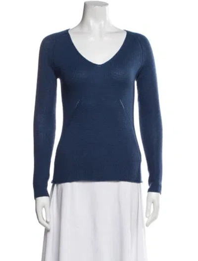 Pre-owned Neiman Marcus Cashmere Scoop Neck Sweater In Blue