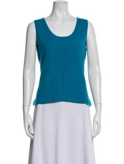 Pre-owned Neiman Marcus Cashmere Scoop Neck Sweater In Blue