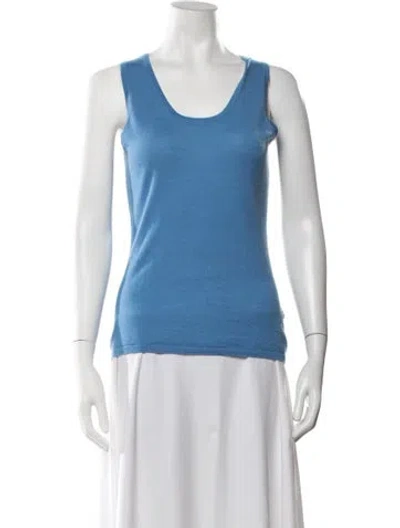 Pre-owned Neiman Marcus Cashmere Scoop Neck Sweater In Blue