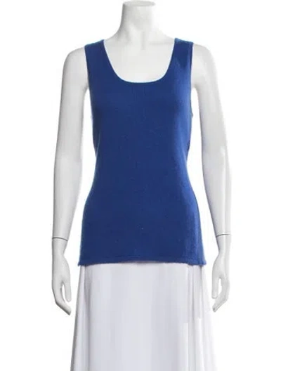 Pre-owned Neiman Marcus Cashmere Scoop Neck Sweater In Blue