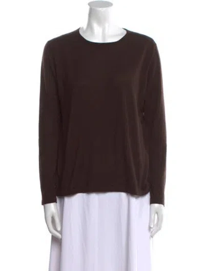 Pre-owned Neiman Marcus Cashmere Scoop Neck Sweater In Brown
