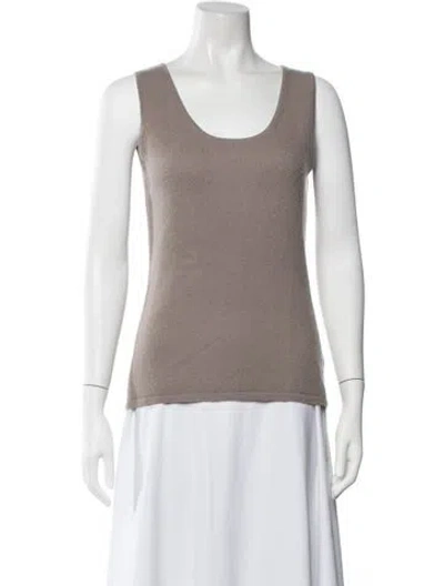 Pre-owned Neiman Marcus Cashmere Scoop Neck Sweater In Brown