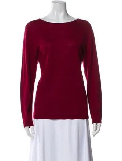 Pre-owned Neiman Marcus Cashmere Scoop Neck Sweater In Burgundy