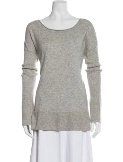 Pre-owned Neiman Marcus Cashmere Scoop Neck Sweater In Gray
