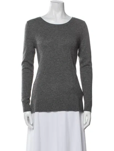 Pre-owned Neiman Marcus Cashmere Scoop Neck Sweater In Gray