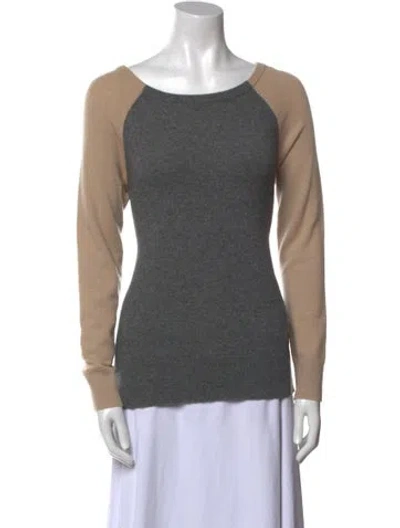 Pre-owned Neiman Marcus Cashmere Scoop Neck Sweater In Gray