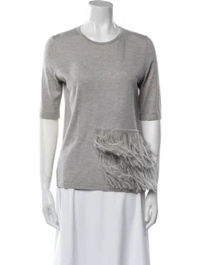 Pre-owned Neiman Marcus Cashmere Scoop Neck Sweater In Gray