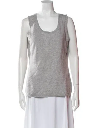 Pre-owned Neiman Marcus Cashmere Scoop Neck Sweater In Gray