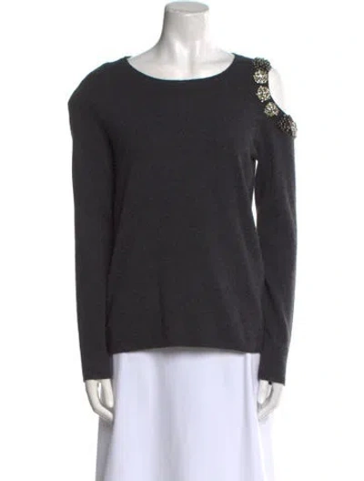 Pre-owned Neiman Marcus Cashmere Scoop Neck Sweater In Gray