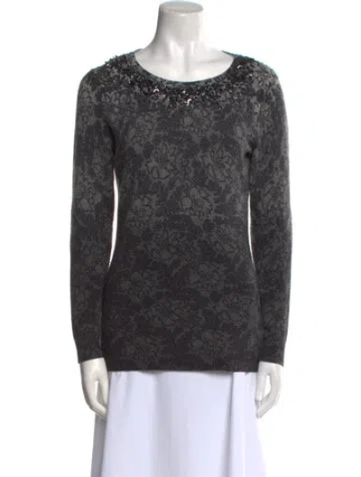 Pre-owned Neiman Marcus Cashmere Scoop Neck Sweater In Gray