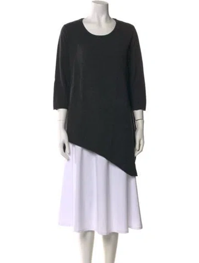 Pre-owned Neiman Marcus Cashmere Scoop Neck Sweater In Gray