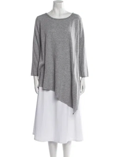 Pre-owned Neiman Marcus Cashmere Scoop Neck Sweater In Gray