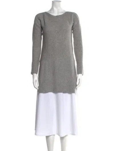 Pre-owned Neiman Marcus Cashmere Scoop Neck Sweater In Gray