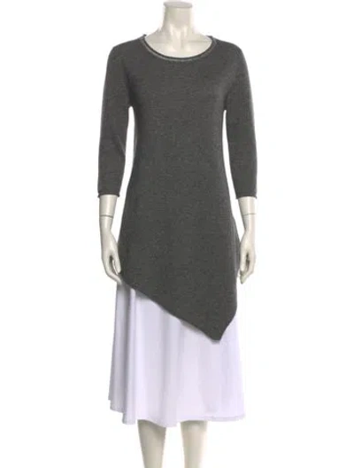 Pre-owned Neiman Marcus Cashmere Scoop Neck Sweater In Gray