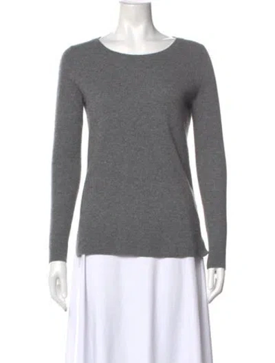 Pre-owned Neiman Marcus Cashmere Scoop Neck Sweater In Gray