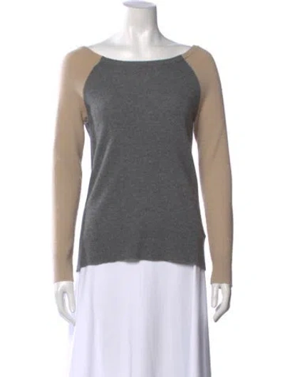 Pre-owned Neiman Marcus Cashmere Scoop Neck Sweater In Gray