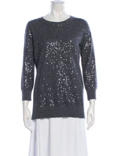 Pre-owned Neiman Marcus Cashmere Scoop Neck Sweater In Gray