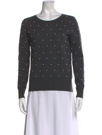 Pre-owned Neiman Marcus Cashmere Scoop Neck Sweater In Gray