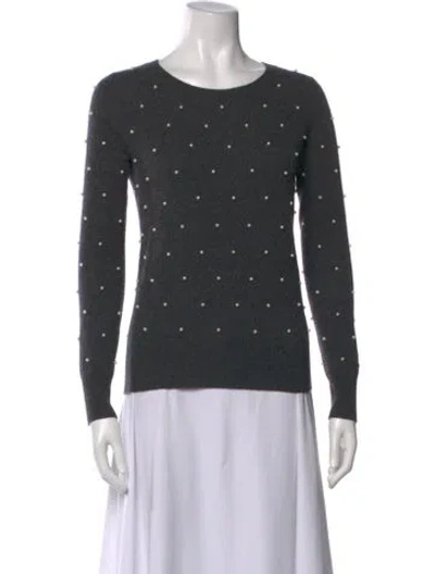 Pre-owned Neiman Marcus Cashmere Scoop Neck Sweater In Gray