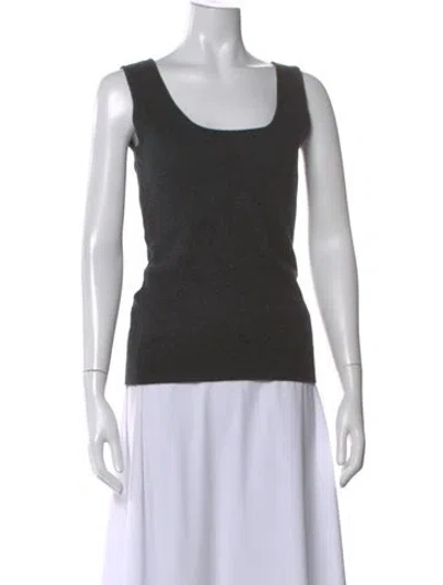 Pre-owned Neiman Marcus Cashmere Scoop Neck Sweater In Gray