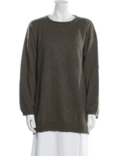 Pre-owned Neiman Marcus Cashmere Scoop Neck Sweater In Green