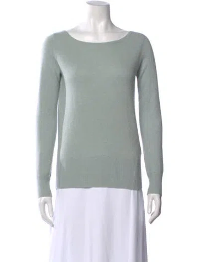 Pre-owned Neiman Marcus Cashmere Scoop Neck Sweater In Green