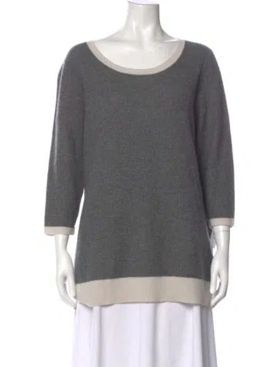Pre-owned Neiman Marcus Cashmere Scoop Neck Sweater In Grey