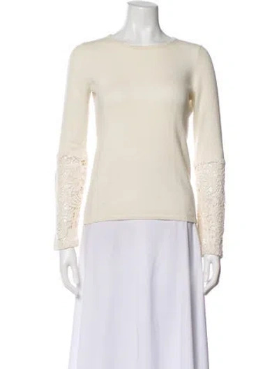 Pre-owned Neiman Marcus Cashmere Scoop Neck Sweater In Neutral