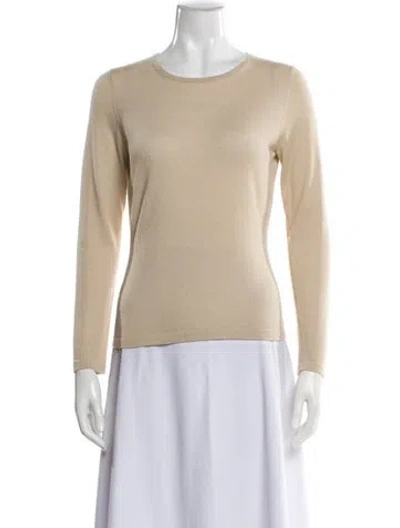 Pre-owned Neiman Marcus Cashmere Scoop Neck Sweater In Neutral