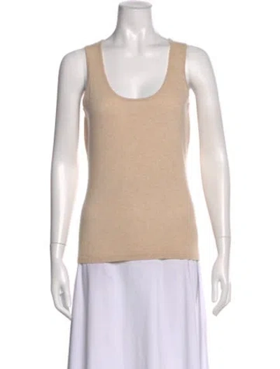 Pre-owned Neiman Marcus Cashmere Scoop Neck Sweater In Neutral