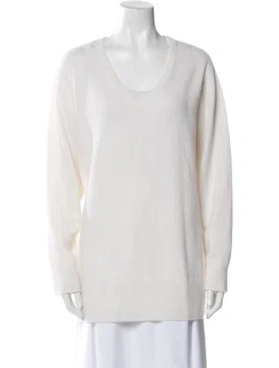 Pre-owned Neiman Marcus Cashmere Scoop Neck Sweater In Neutral