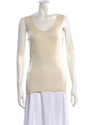 Pre-owned Neiman Marcus Cashmere Scoop Neck Sweater In Neutral
