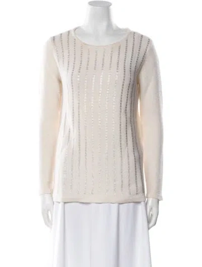 Pre-owned Neiman Marcus Cashmere Scoop Neck Sweater In Neutral