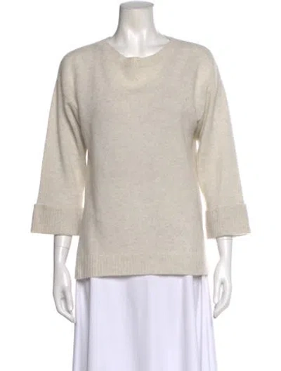 Pre-owned Neiman Marcus Cashmere Scoop Neck Sweater In Neutral