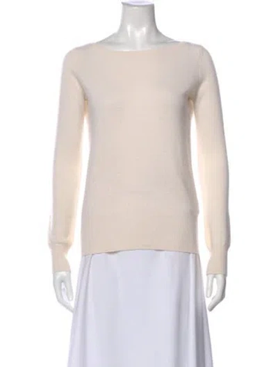 Pre-owned Neiman Marcus Cashmere Scoop Neck Sweater In Neutral