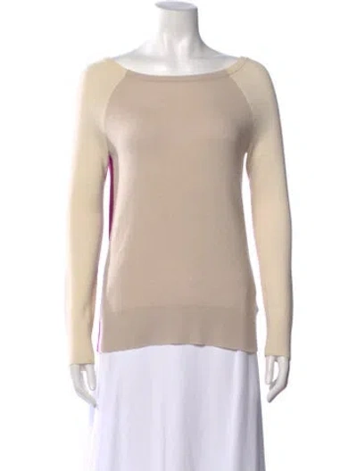 Pre-owned Neiman Marcus Cashmere Scoop Neck Sweater In Neutral