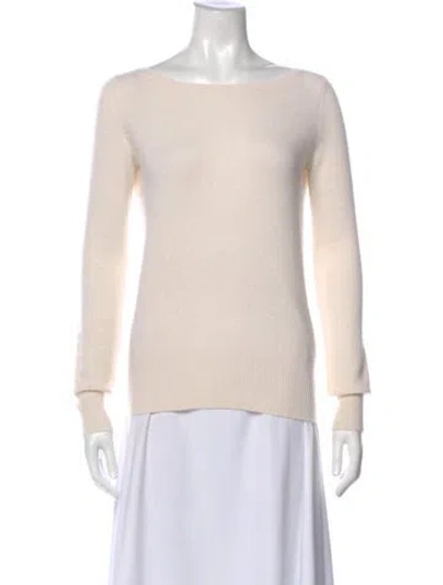 Pre-owned Neiman Marcus Cashmere Scoop Neck Sweater In Neutral