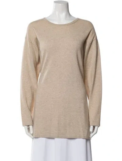 Pre-owned Neiman Marcus Cashmere Scoop Neck Sweater In Neutral